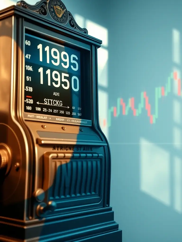 A split image showing a traditional stock ticker on one side and a modern cryptocurrency chart on the other, symbolizing the diverse investment options available on Pinvest.